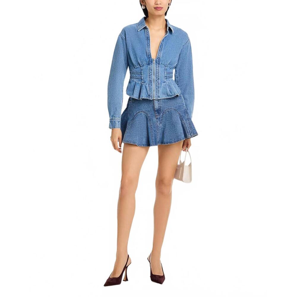NEW STEVE MADDEN aria peplum denim jacket in forever blue - Picture 4 of 4